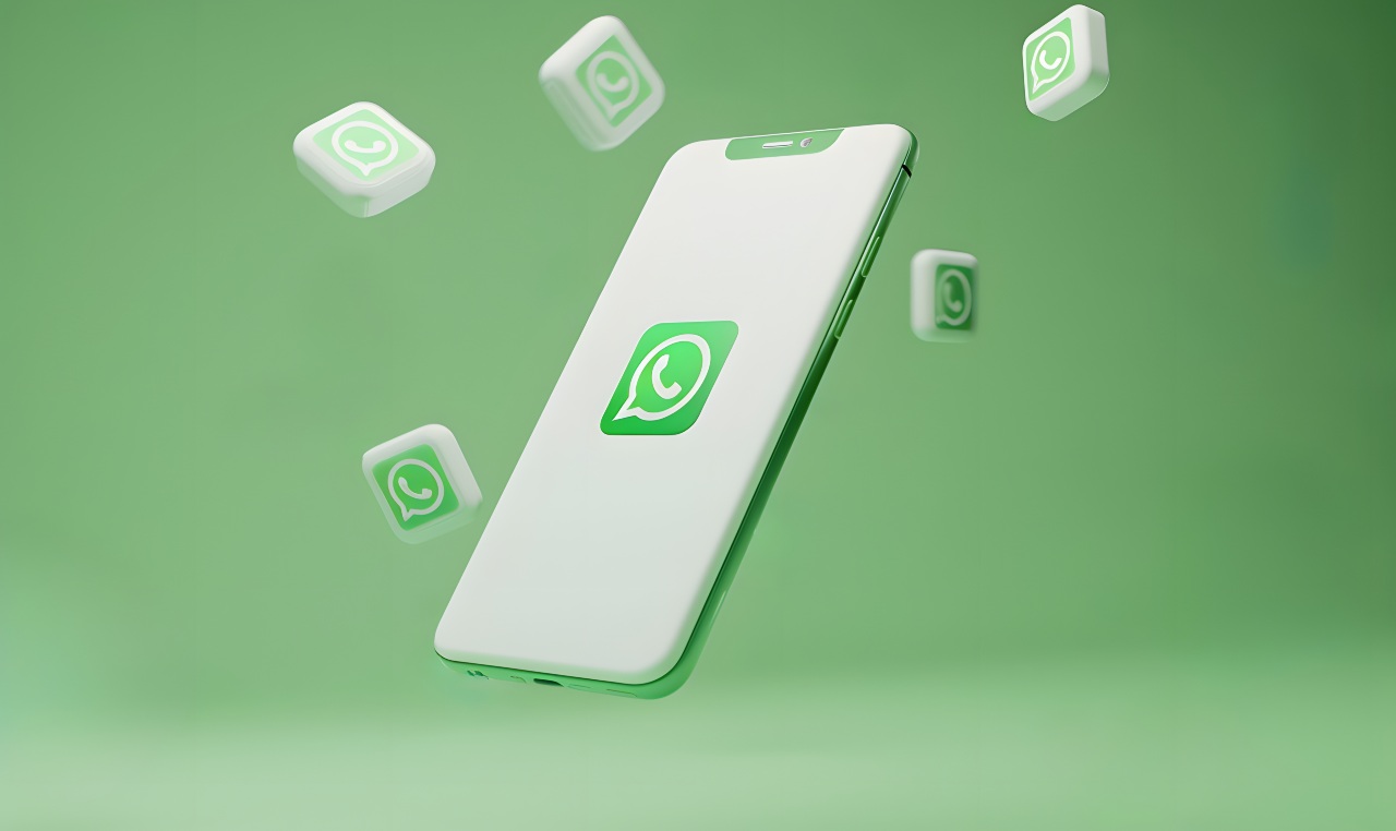 Smartphone con il logo di WhatsApp