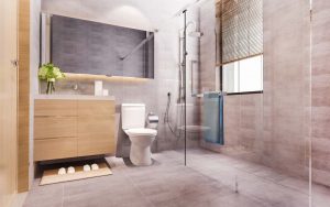 Vista di un bagno ristrutturato in stile moderno