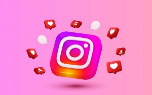 Logo di Instagram con emoticon su sfondo rosa