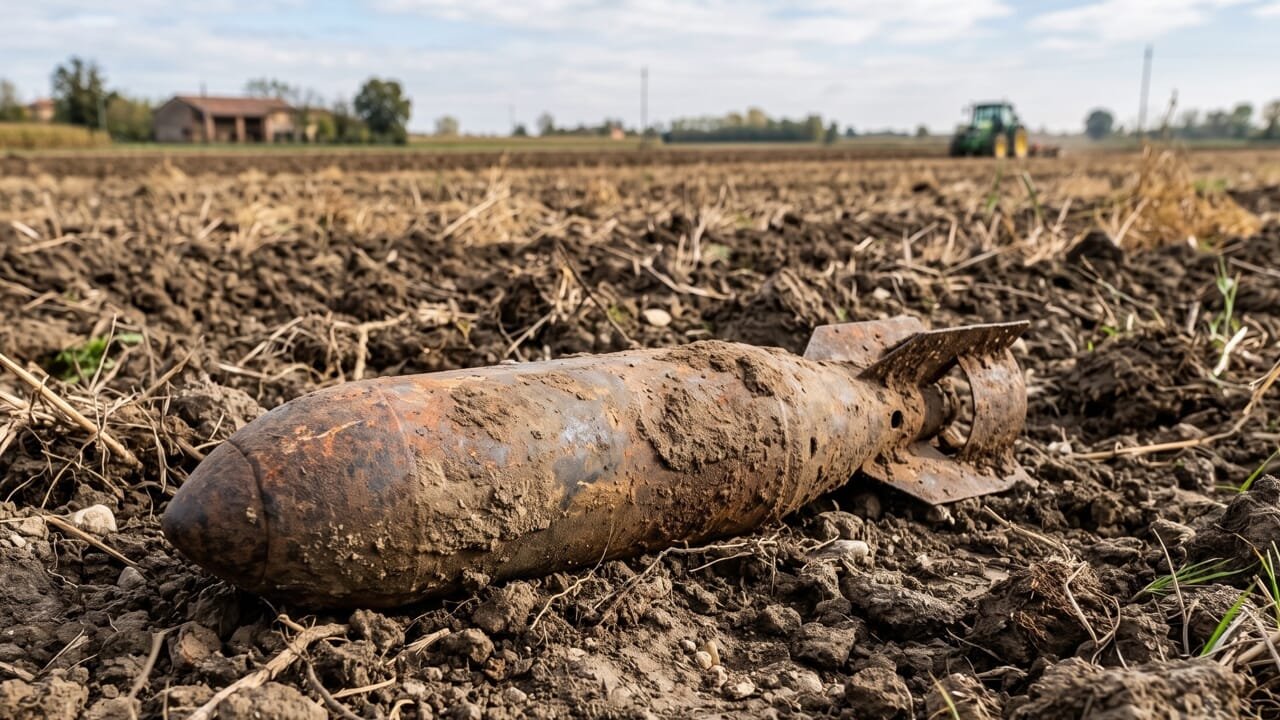 Ordigno bellico ritrovato a Battipaglia in un terreno agricolo