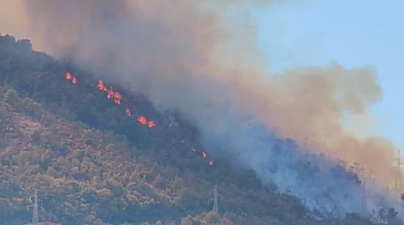 Incendio boschivo tra Petina e Sicignano degli Alburni, fumo visibile sull’A2 del Mediterraneo